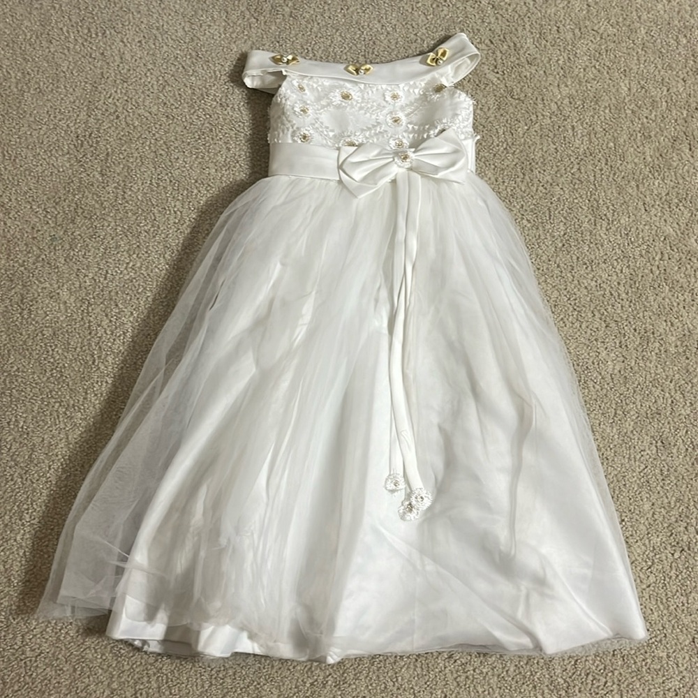 Kids White Formal Dress